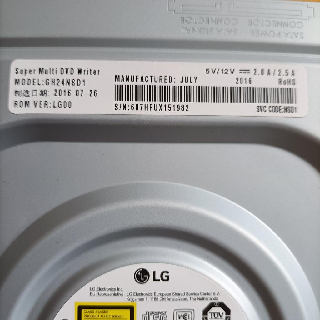 LG Super Multi DVD Writer GH24NSD1 - Intern DVD-brander, Intern, Gebruikt, Dvd, MacOS