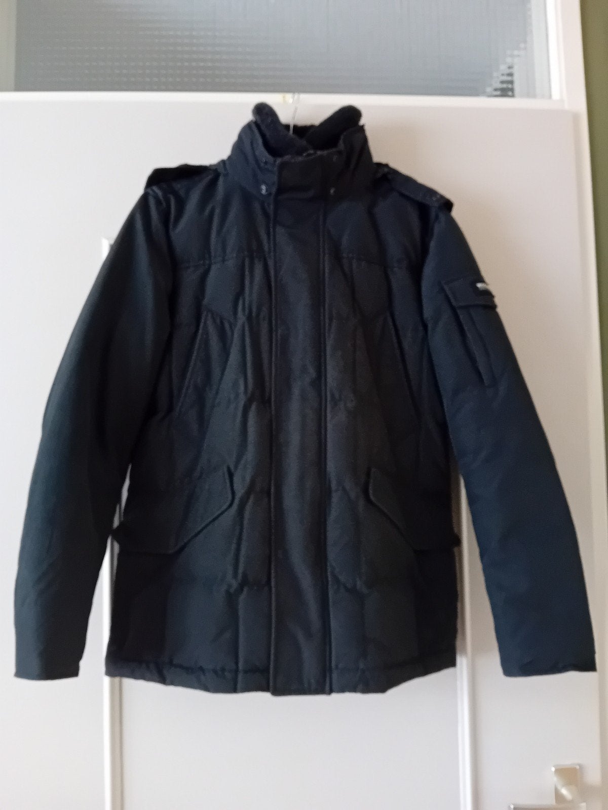 woolrich John rich & bros zwarte jas, Ophalen of Verzenden, Zo goed als nieuw, Maat 48/50 (M), Zwart