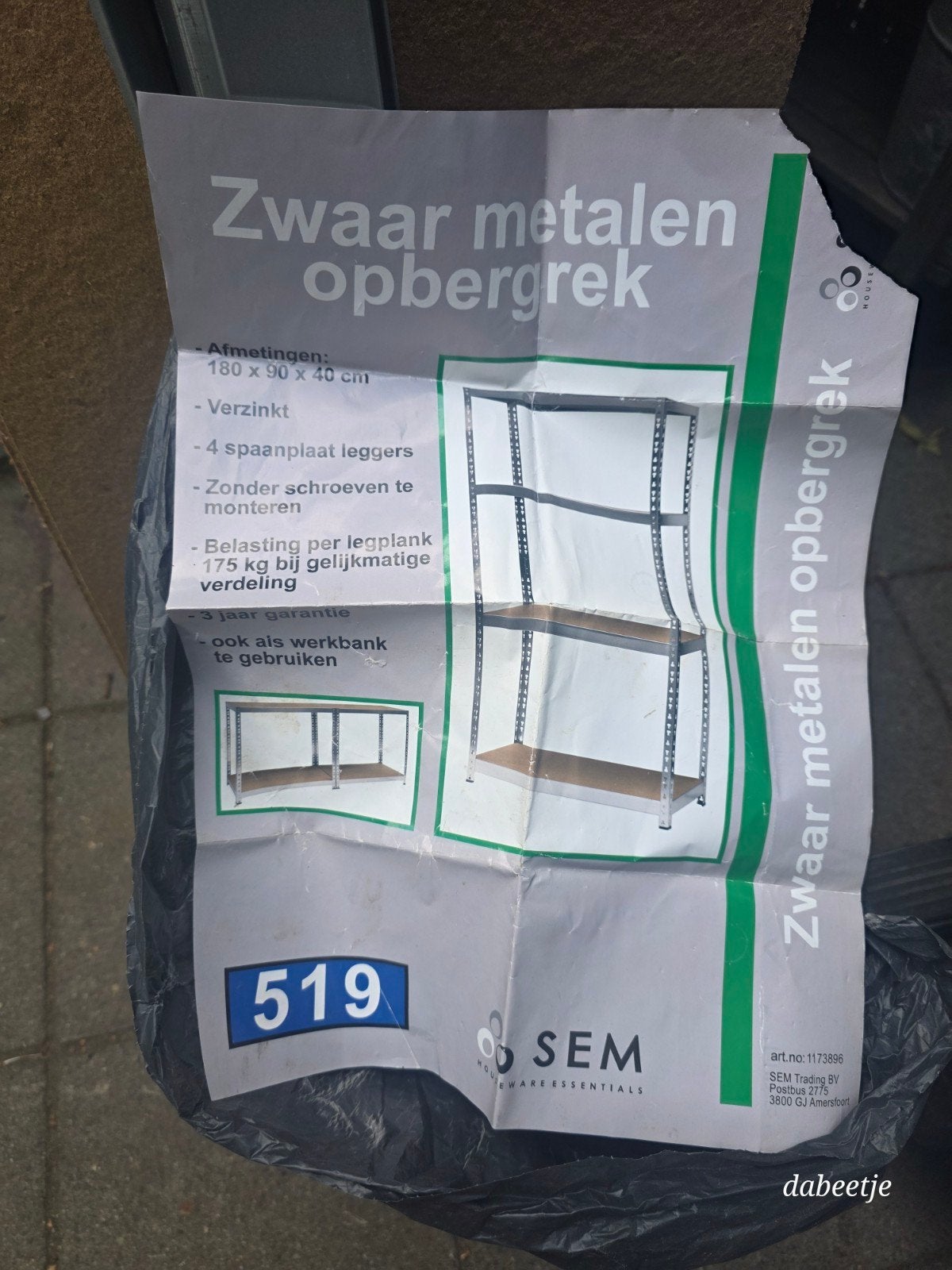 Zwaar metalen opbergrek - werkbank 180x90c40cmx90x40 cm, Huis en Inrichting, Ophalen, Gebruikt