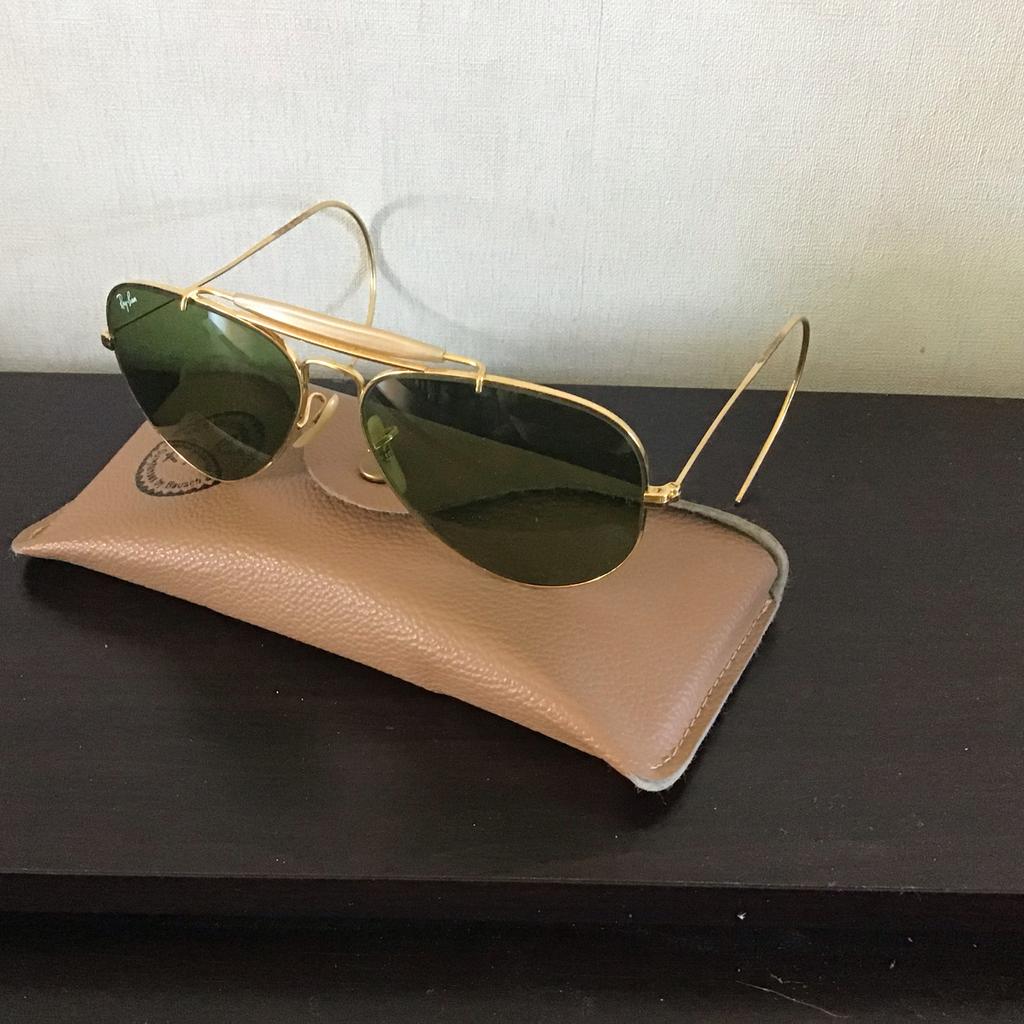 Originele Ray-Ban zonnebril Outdoorsman groen glas!, Gebruikt, Zonnebril, Overige kleuren, Verzenden