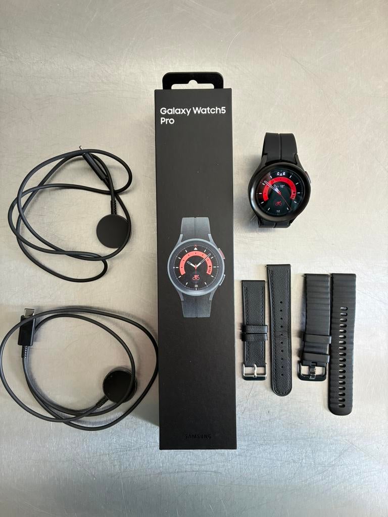 Samsung Galaxy Watch 5 PRO zwart, zo goed als nieuw, Hartslag, Zwart, Ophalen of Verzenden, Zo goed als nieuw