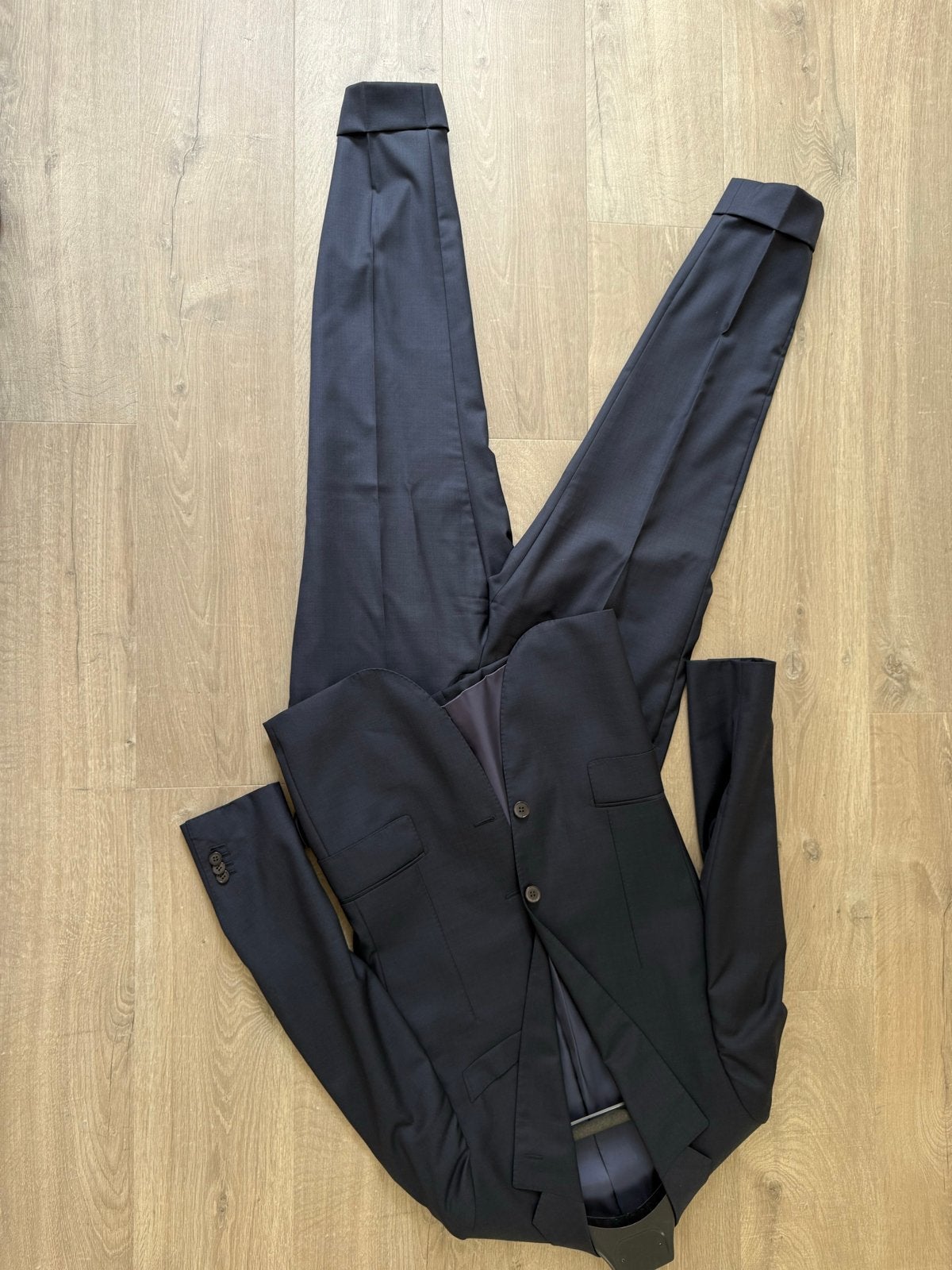 Suitsupply Pak Donkerblauw - Maat M / Broekmaat 48, Kleding | Heren, Ophalen of Verzenden, Zo goed als nieuw, Maat 48/50 (M), Blauw