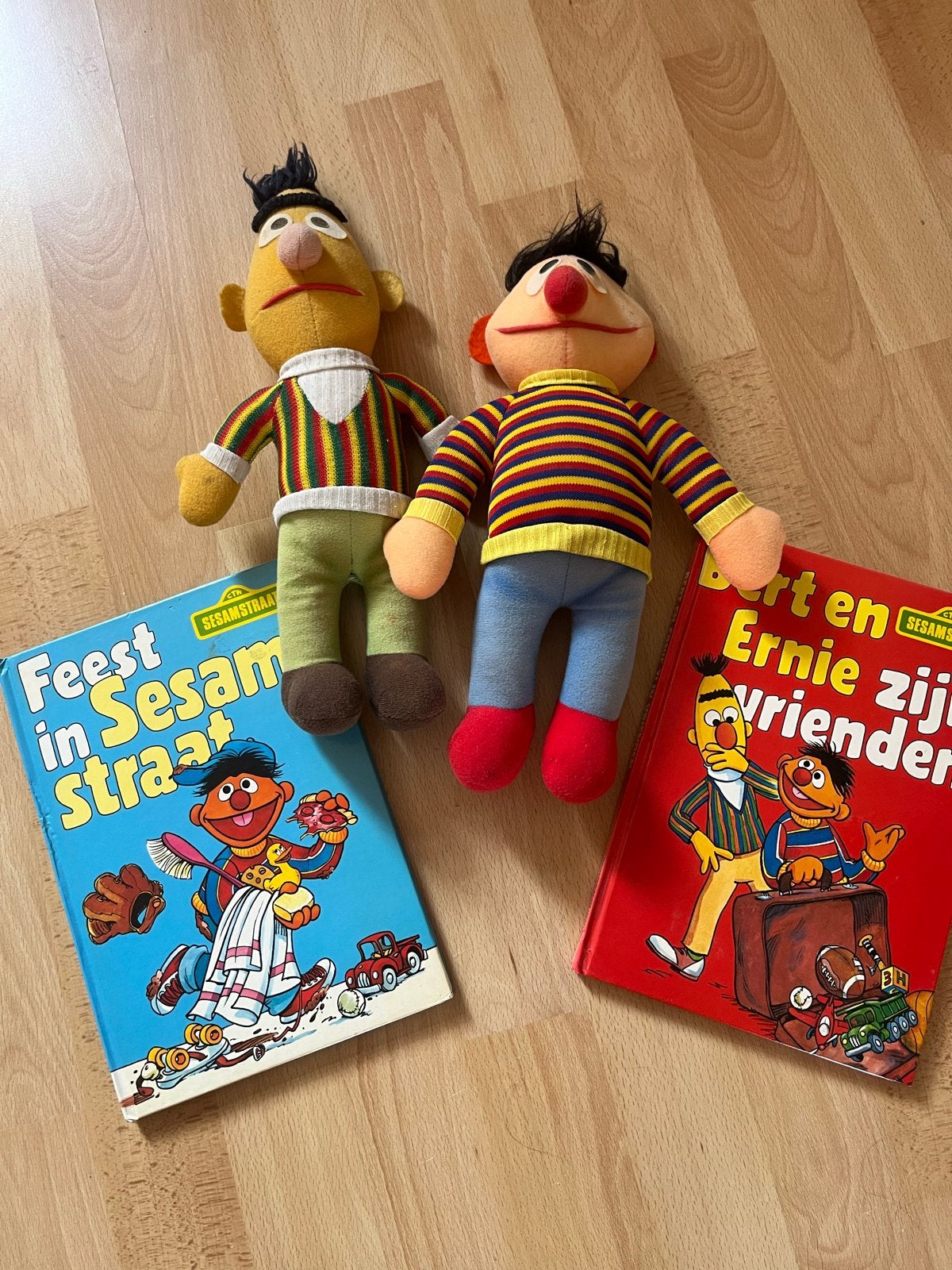 Bert en Ernie knuffels met boeken Sesamstraat, Gebruikt, Overige merken, Overige karakters, Overige typen