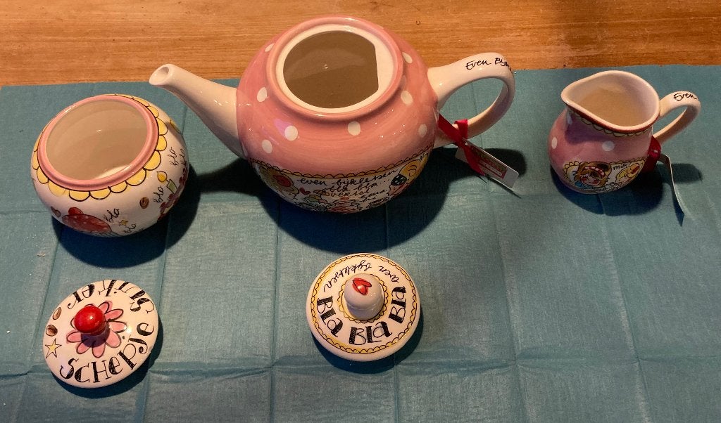 Blond Amsterdam theeservies: thee- suikerpot +melkkannetje, Overige typen, Ophalen of Verzenden, Zo goed als nieuw, Overige stijlen