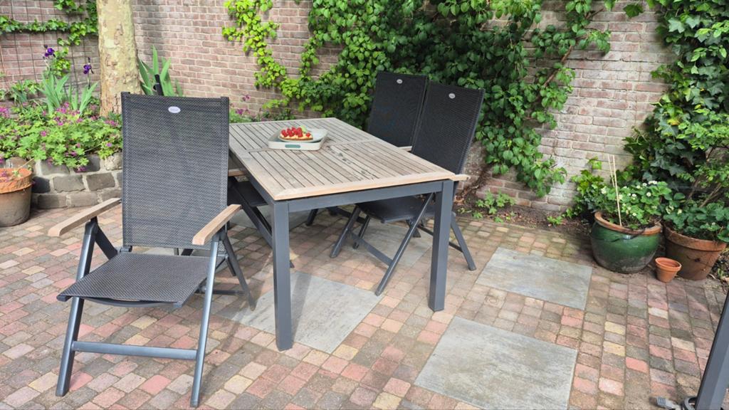 Hartman Sonata - Napoli tuinset met 4 stoelen en hoes, Ophalen, 4 zitplaatsen, Gebruikt, Teakhout
