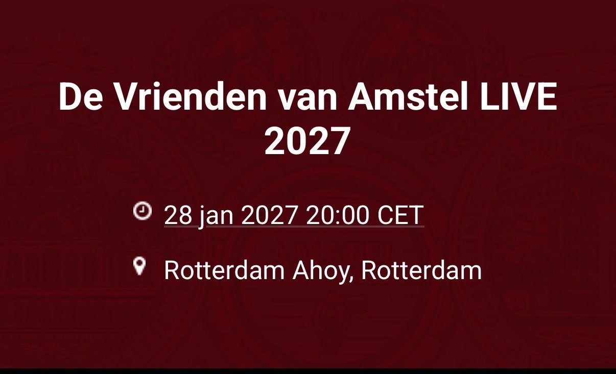 2 kaarten Vrienden van live 2027 (28 jan), Tickets en Kaartjes, Twee personen, Januari