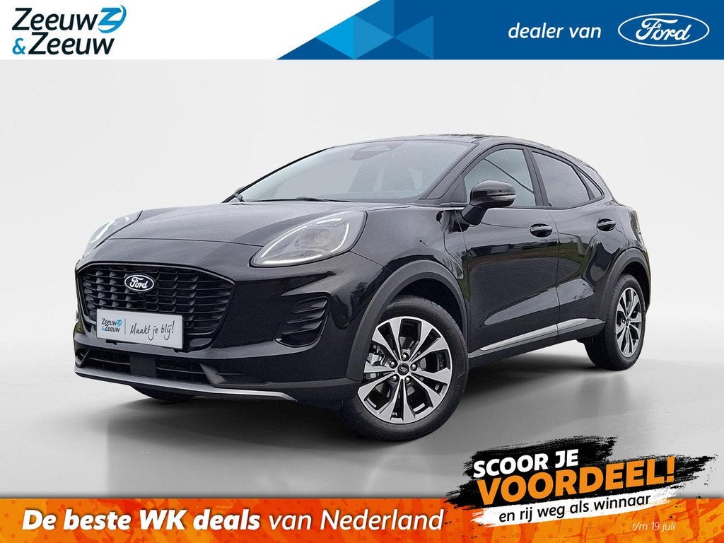 Ford Puma 1.0 EcoBoost Hybrid Titanium Automaat | Winterpack, Auto's, Ford, 12 maanden, Puma, Zwart, Bedrijf