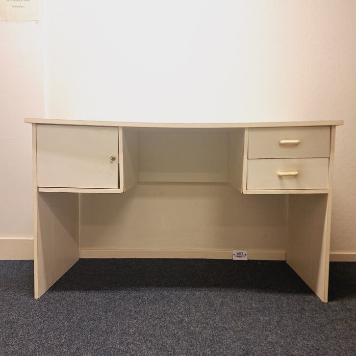 ACTIE: Houten Bureau met vast Ladeblok (Wit)