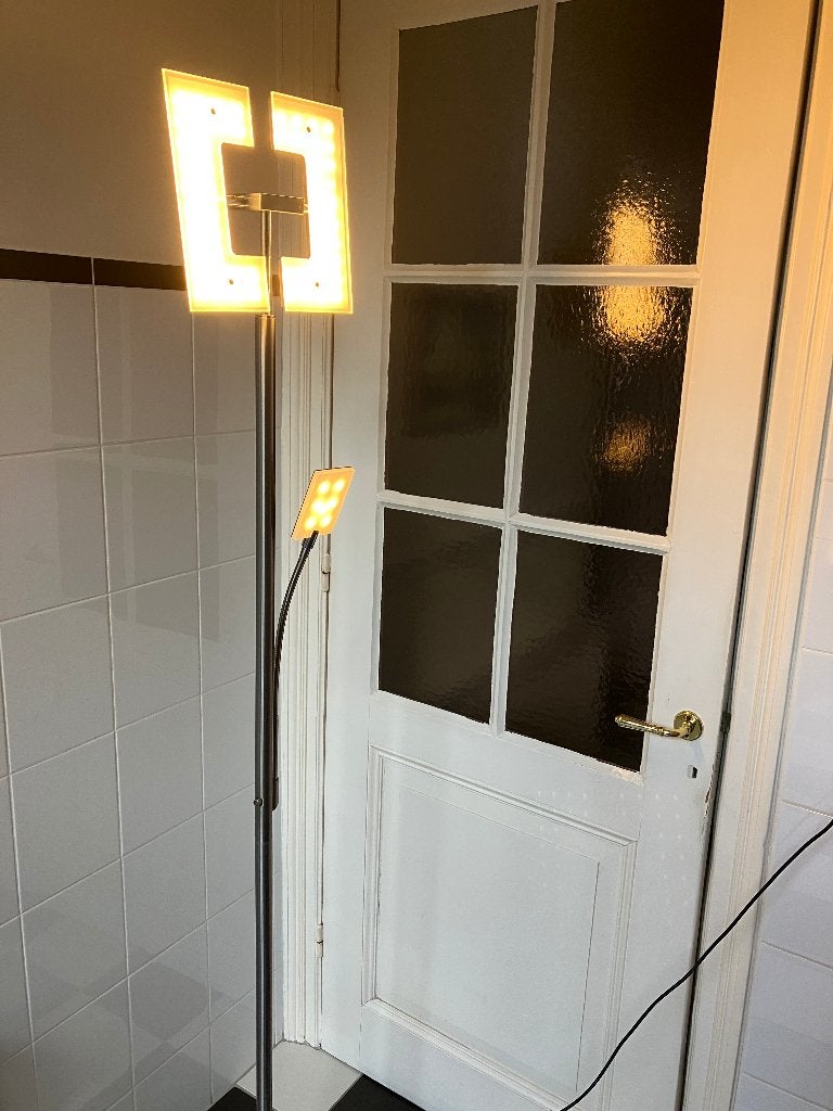 Mooie moderne staande lamp vloerlamp LED 190 cm met leeslamp, Ophalen, Zo goed als nieuw, 150 tot 200 cm