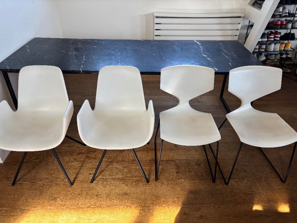 4 originele TONON designstoelen Mac Stopa & Martin Ballendat, Huis en Inrichting, Stoelen, Ophalen, Gebruikt, Wit, Vier