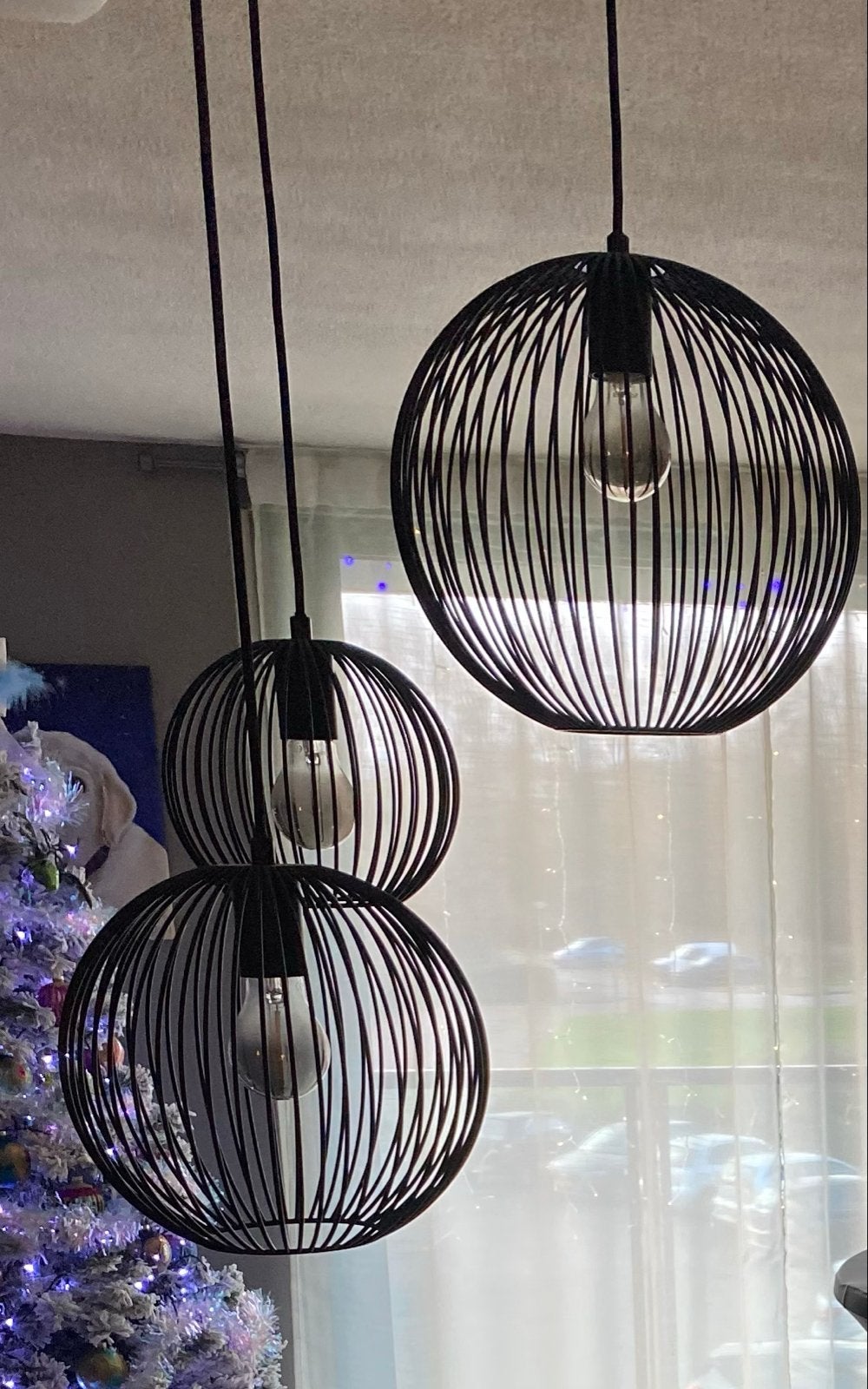3 Bollen Plafondverlichting - Hoogte Verstelbaar - Mat Zwart, Huis en Inrichting, Lampen | Hanglampen, Ophalen, Gebruikt, Stijlvol