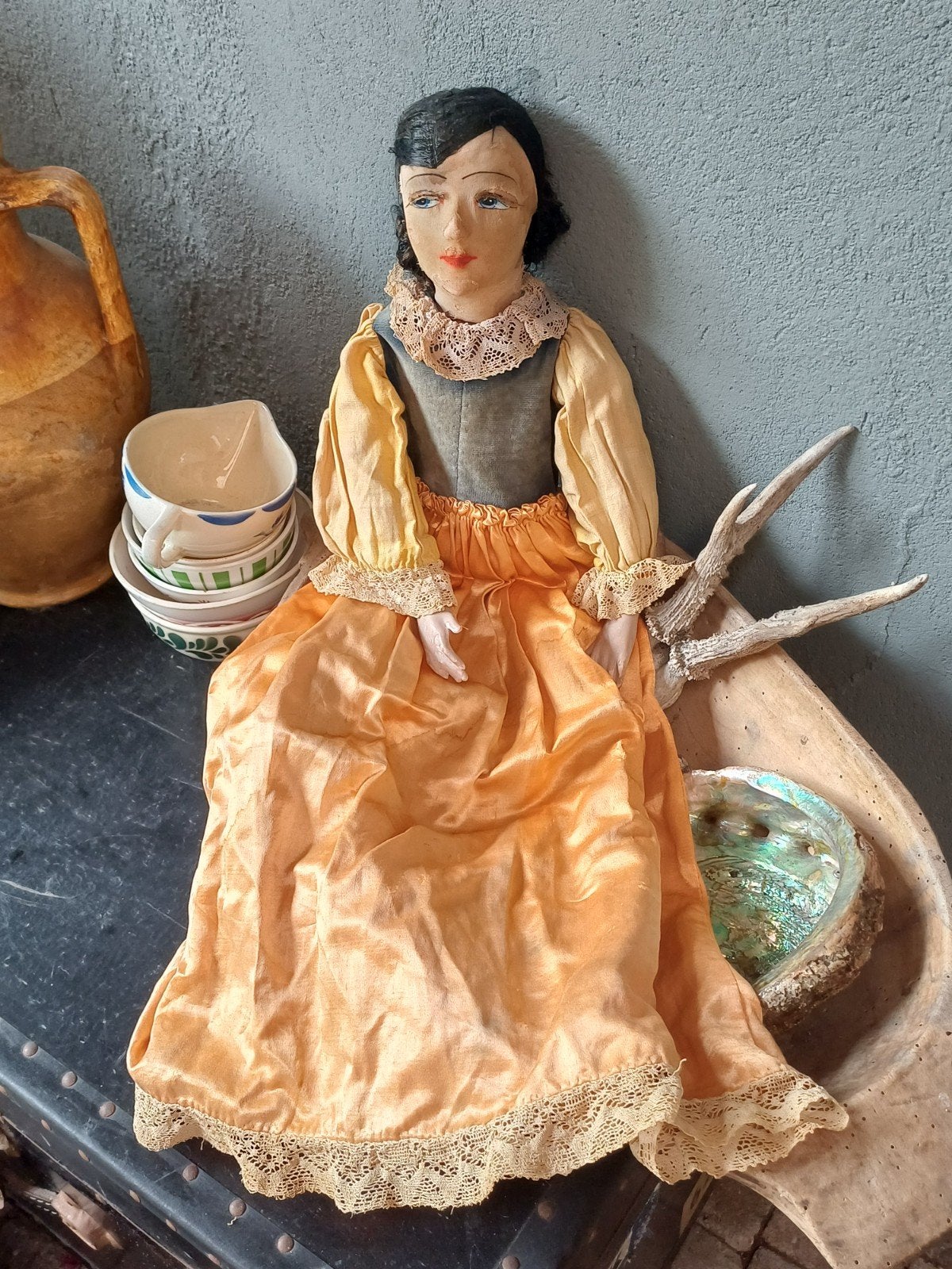 Antieke sofa doll, sofa pop antiek, Ophalen of Verzenden