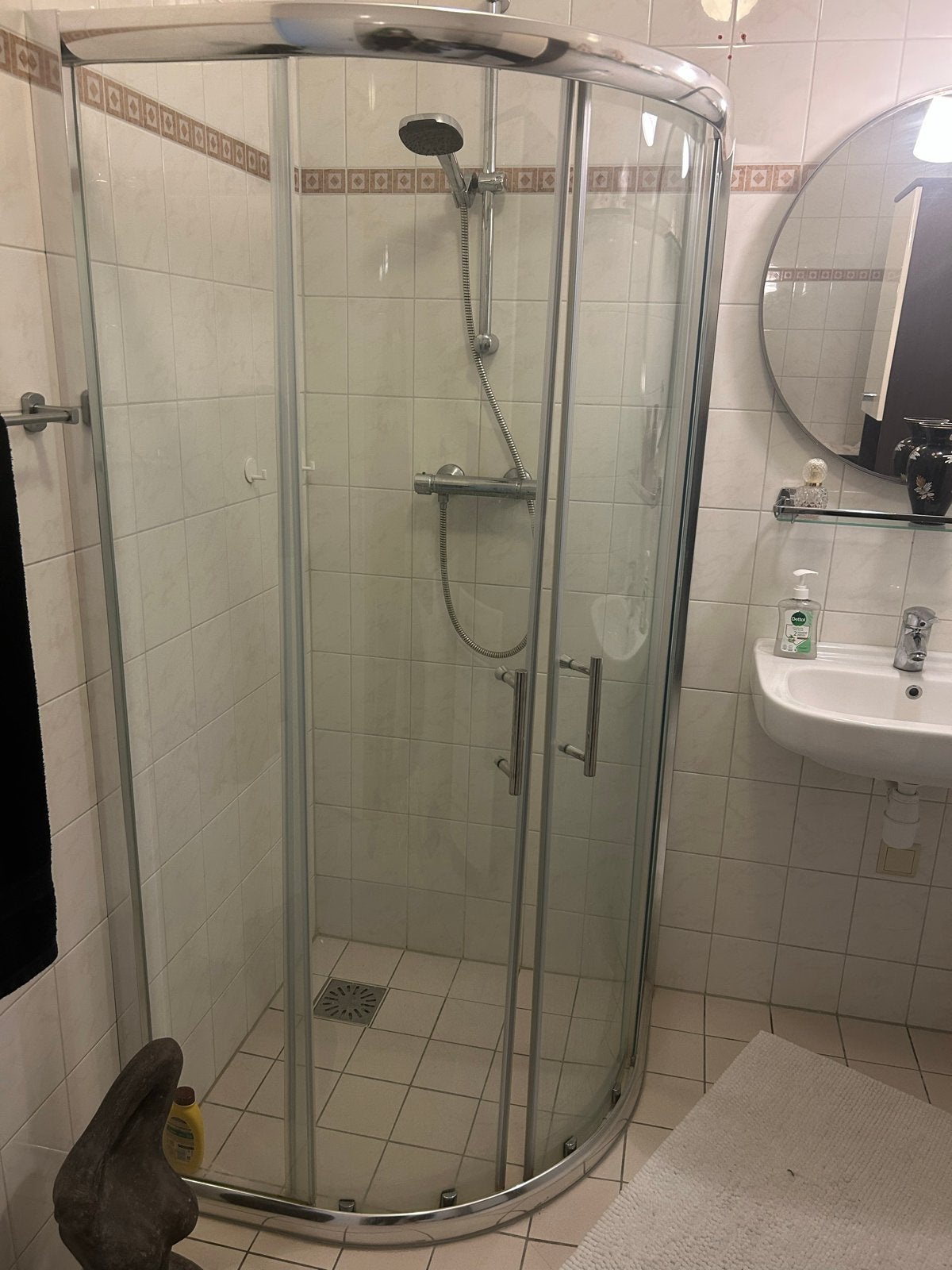 Douchecabine met glazen deuren en chroom frame, Doe-het-zelf en Verbouw, Sanitair, Ophalen, Gebruikt, Chroom, Douche