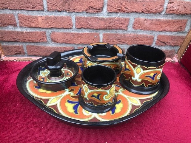 antieke rookset, plateel, Gelria Arnhem, Ophalen of Verzenden