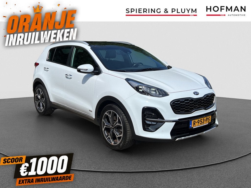 Kia Sportage 1.6 T-GDI 4WD DynamicPlusLine | Pano | Camera |, Auto's, Kia, Gebruikt, 4 cilinders, Parkeersensor, Wit