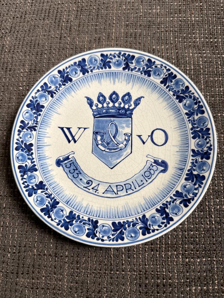 Delfts Blauw Gedenkbord W.V.O. 1533-1933, Verzamelen, Ophalen of Verzenden