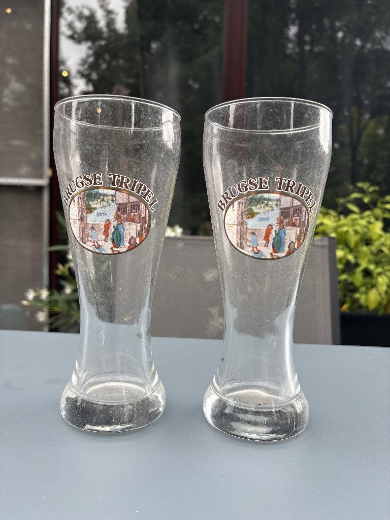 2 Stuks - Klassiek Brugse Tripel bierglas, Ophalen of Verzenden, Zo goed als nieuw, Glas of Glazen, Overige merken