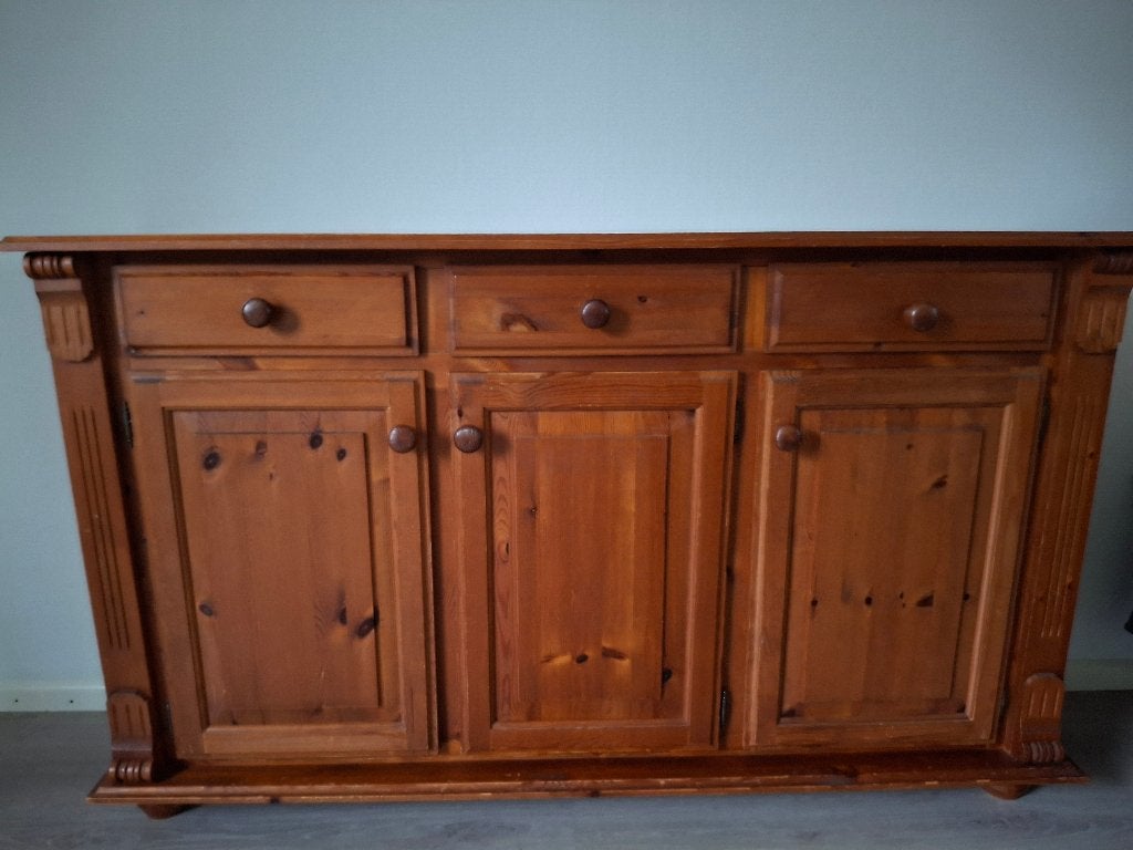 Grenen dressoir met lades en deuren - 150x41x89cm, Ophalen, Gebruikt, Landelijk, Klassiek, Grenenhout