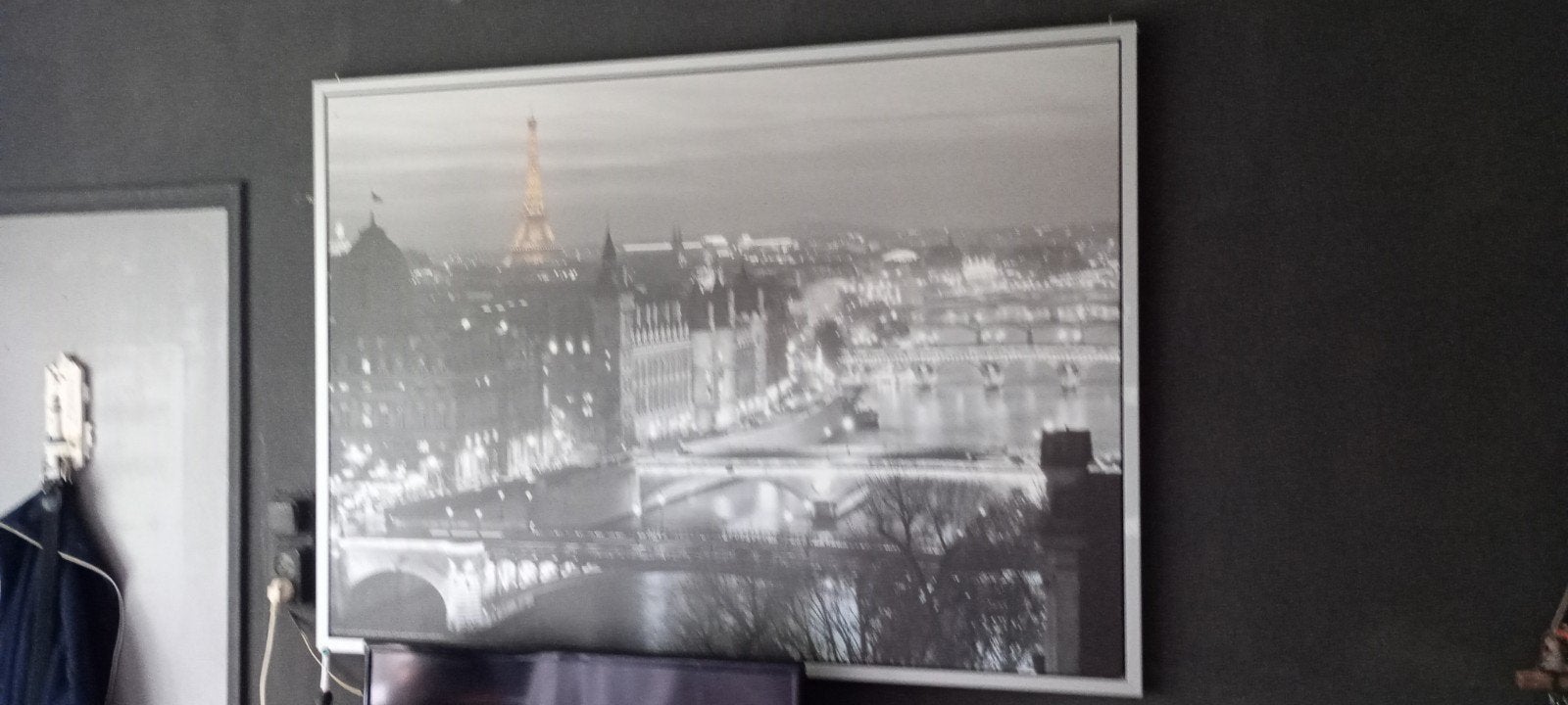Grote zwart-wit foto Parijs met Eiffeltoren, Ophalen, 50 – 75, Zo goed als nieuw, 75 tot 100 cm