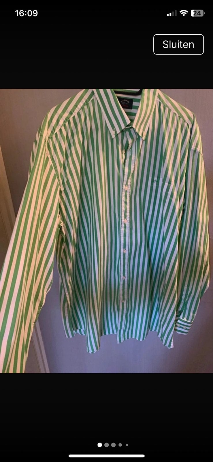Paul & Shark gestreept overhemd - Groen/Wit, Kleding | Heren, Ophalen of Verzenden, Gedragen, Groen, Overige halswijdtes