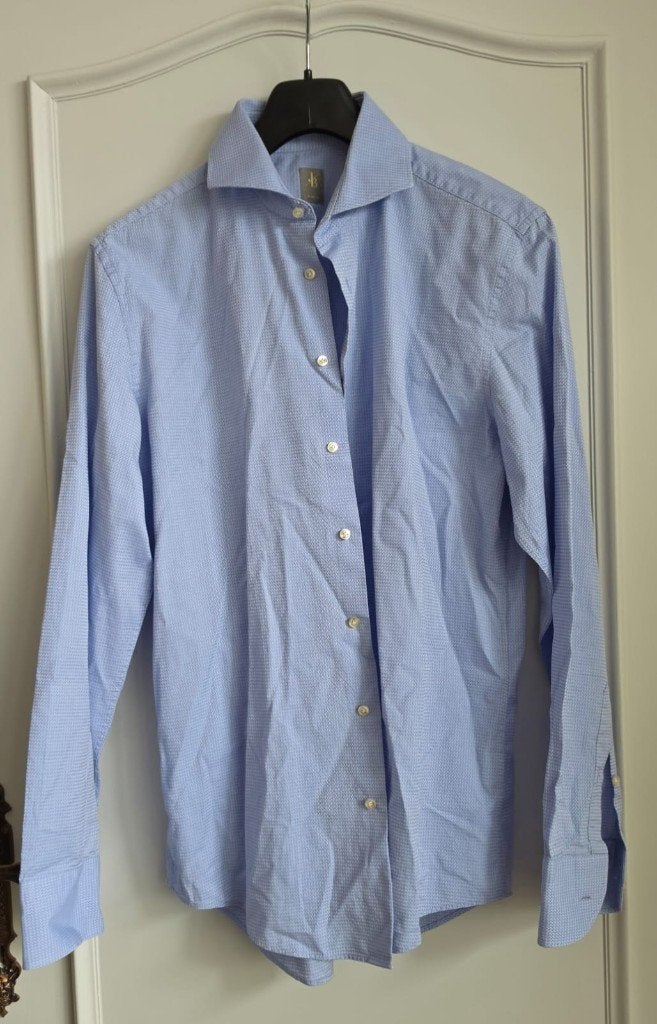 Jacques Britt Slim Fit overhemd – maat 41 / L – 100% katoen, Blauw, Jacques Britt, Ophalen of Verzenden, Zo goed als nieuw