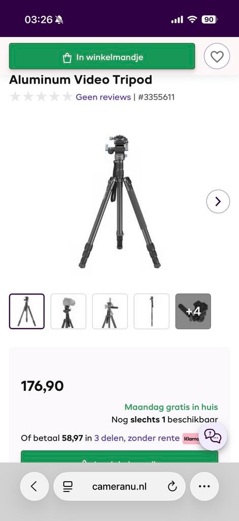 SmallRig CT190 Statief / Tripod – Zo goed als nieuw!, Zo goed als nieuw, 175 cm of meer, Met balhoofd, Ophalen of Verzenden