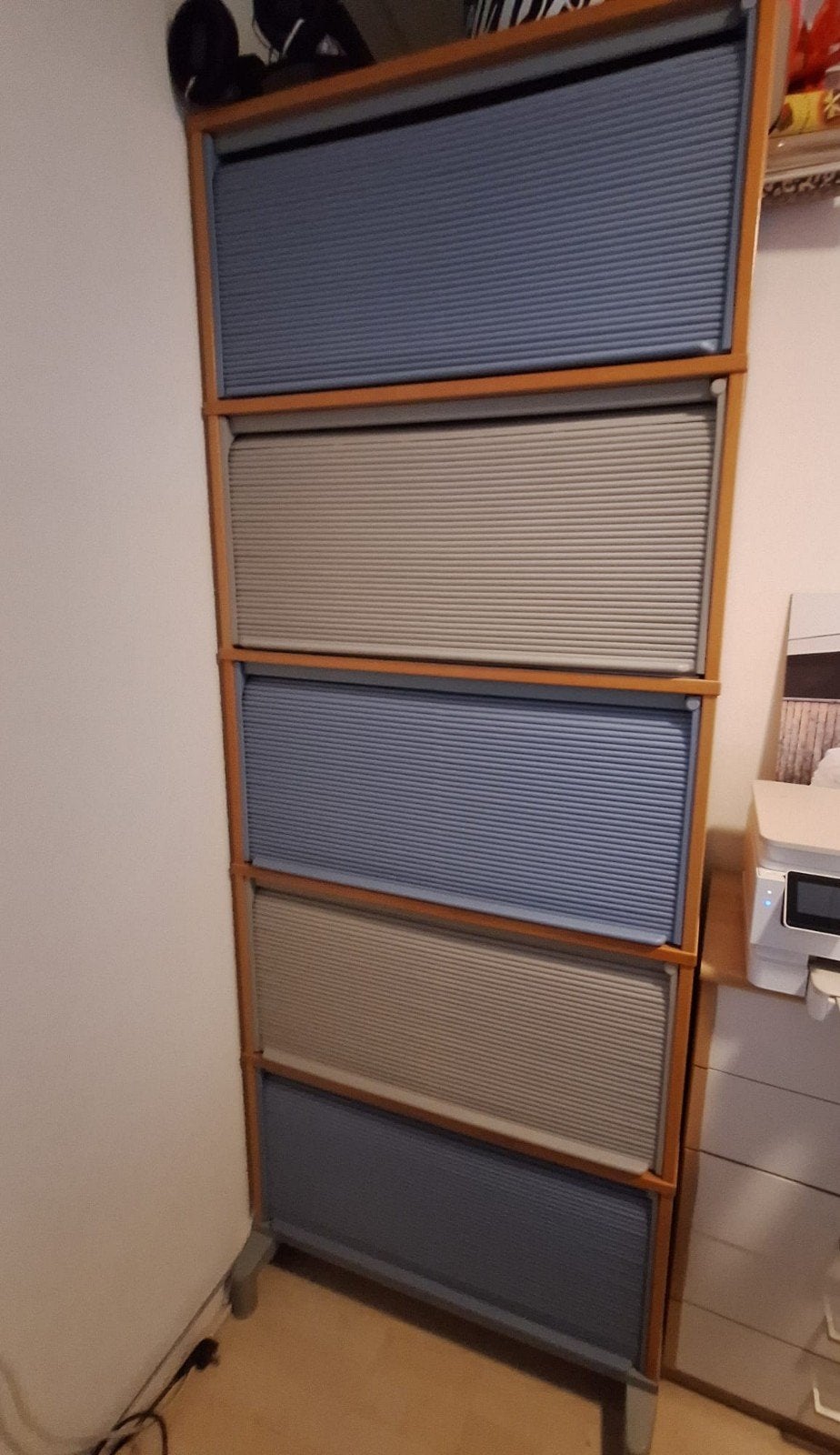 Ikea Effektiv archiefkasten met rolluiken (grijs/blauw), Gebruikt, 200 cm of meer, Meerdere deuren, 25 tot 50 cm