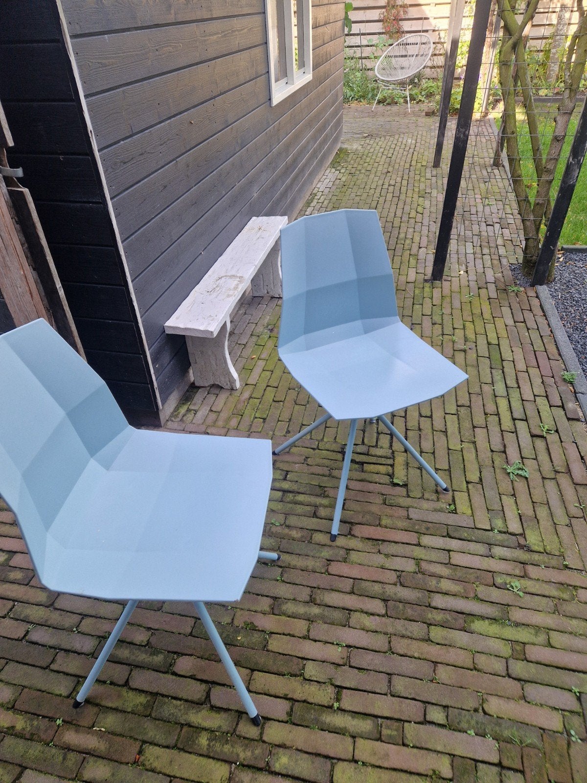 eetkamer stoelen blauw groen 2 stuks, Ophalen of Verzenden, Kunststof