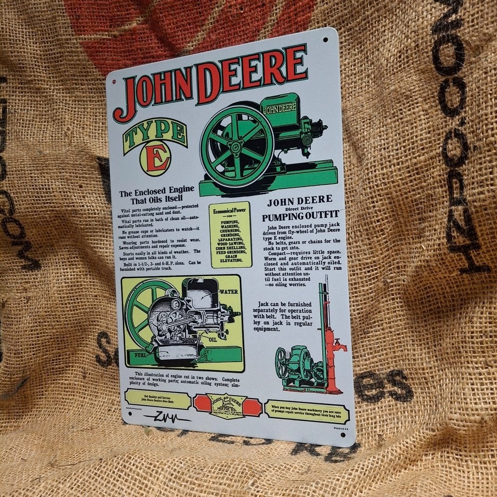 John Deere Motor - Metalen wandbord, Metaal, 30 cm, 20 cm, Meerkleurig