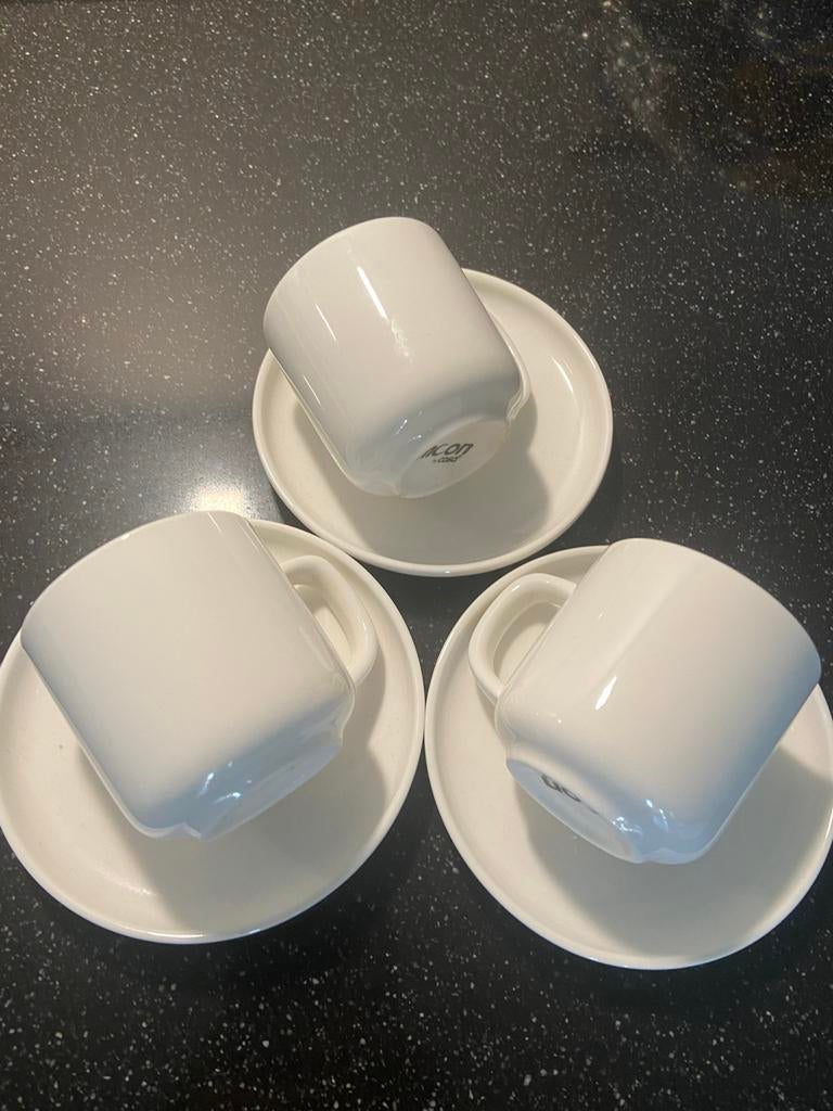 Mcon by Casa witte kopjes en schotels (3 sets), Ophalen, Keramiek, Zo goed als nieuw, Effen