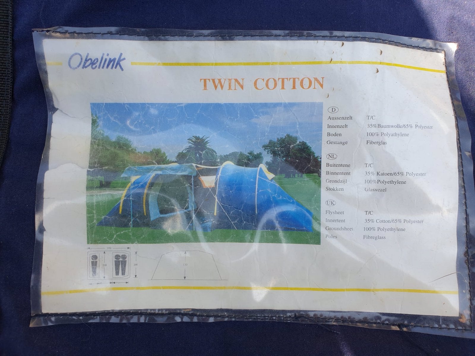 Obelink Twin Cotton 3 personen tent met aparte cabines, Ophalen