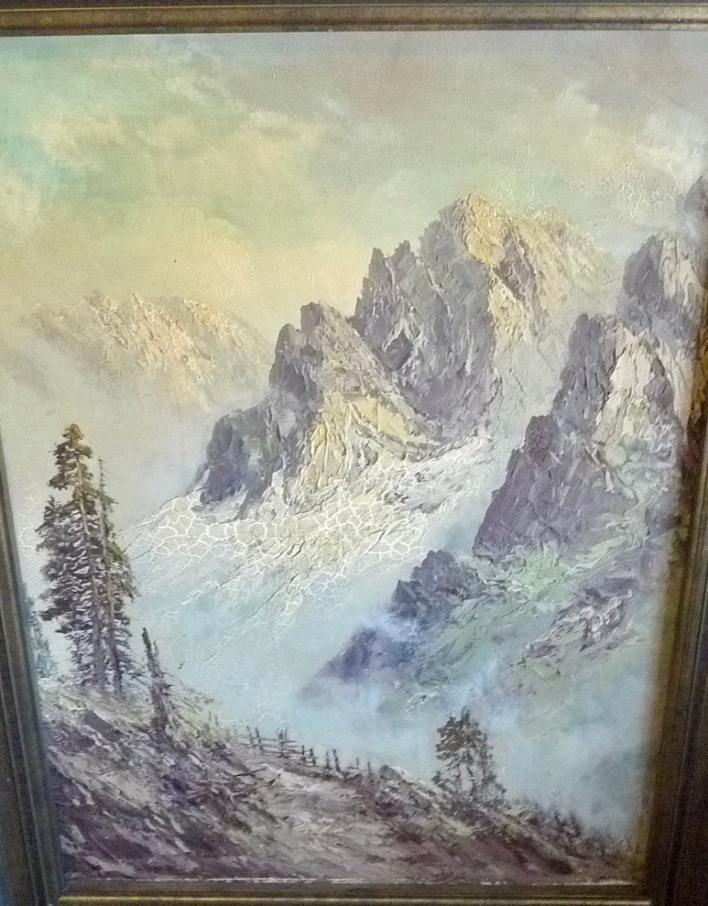 Groot ruig berg schilderij oliverf, Ophalen, Olieverf, Landschap