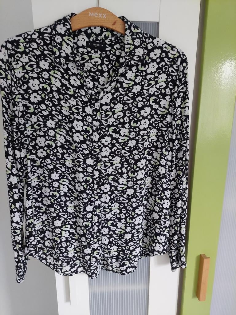 Silvercreek Blouse Maat 38 - Zwart/Wit met print, Maat 38/40 (M), Zwart, Ophalen of Verzenden, Zo goed als nieuw
