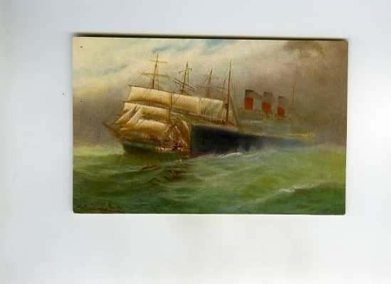 scheepvaart-aanvaring oceaanliner 3 pijp-zeilschip 4mast, Ophalen of Verzenden, Zo goed als nieuw, Motorboot, Boek of Tijdschrift