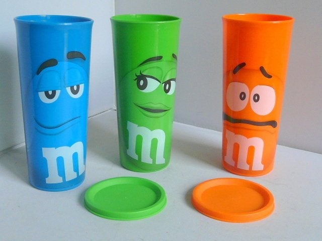 M&M # bekers 16.3 cm # 3 stuks., Ophalen of Verzenden, Zo goed als nieuw, Gebruiksvoorwerp