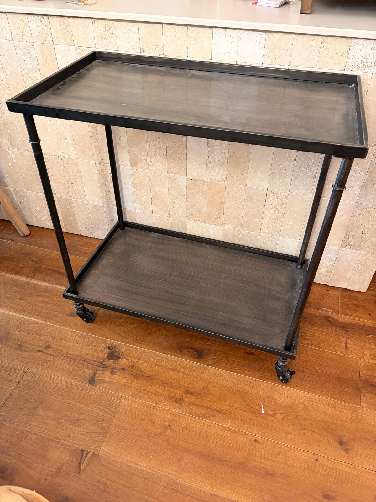 PTMD Serveertrolley Metaal op Wieltjes - Nu €125!, Ophalen, Gebruikt, Metaal of Aluminium, 75 cm of meer