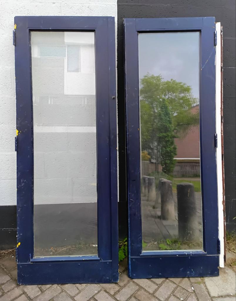 Zware hardhouten tuindeuren in perfecte staat met dubbelglas, Doe-het-zelf en Verbouw, Deuren en Horren, Ophalen, Gebruikt, Buitendeur