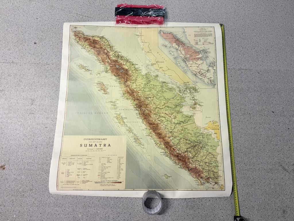Oude landkaart van Sumatra, Ophalen of Verzenden, 1800 tot 2000, Nederland, Landkaart