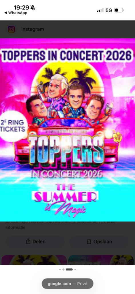Toppers in Concert, 19 juni 2 tickets, Twee personen, Mei