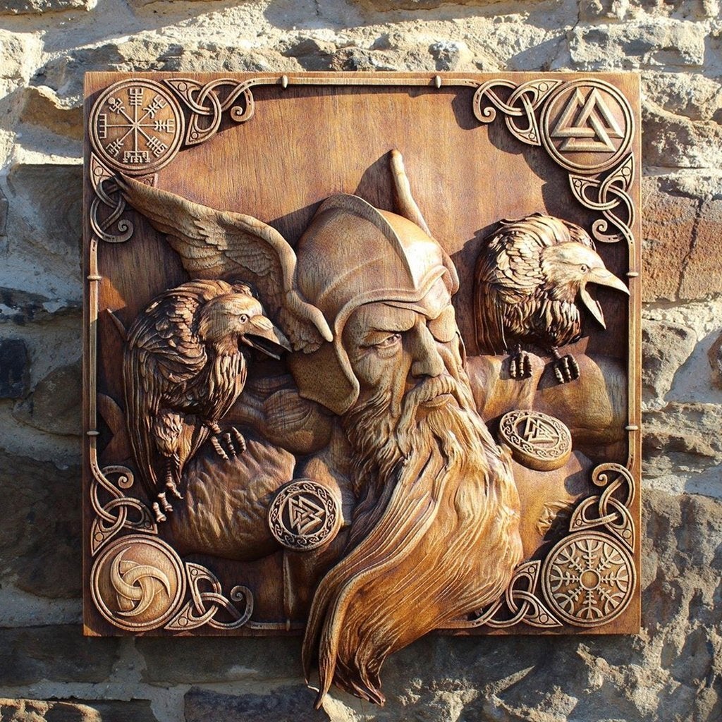 Odin Plaat / Noorse God Bord Mythologie Noorwegen Sculptuur, Huis en Inrichting, Verzenden, Nieuw, Wandbord of Wandpaneel