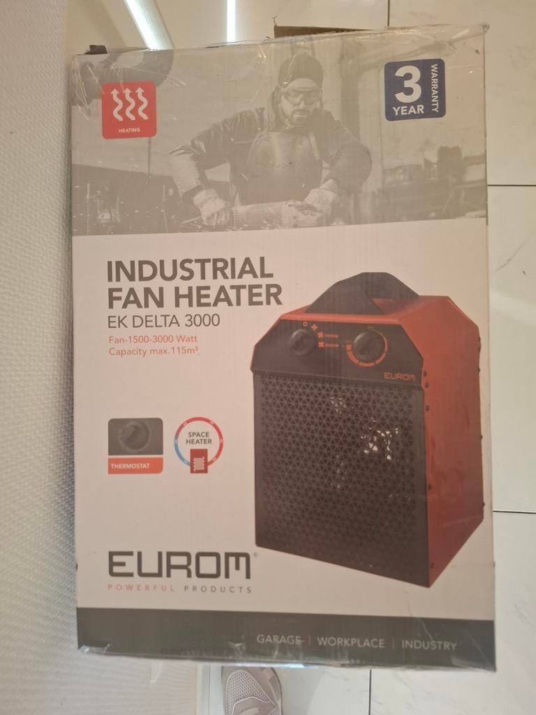 Eurom EK Delta 3000 Industriële Ventilator Kachel, 30 tot 80 cm, Ophalen of Verzenden, 800 watt of meer, Kachel