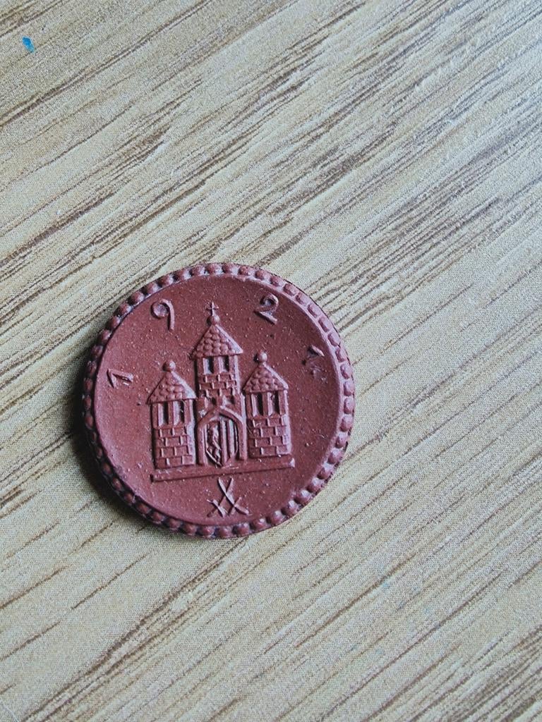 Zeldzame porseleinen munt Freiberger Munze 50 Pfennig, Ophalen of Verzenden, Duitsland, Losse munt