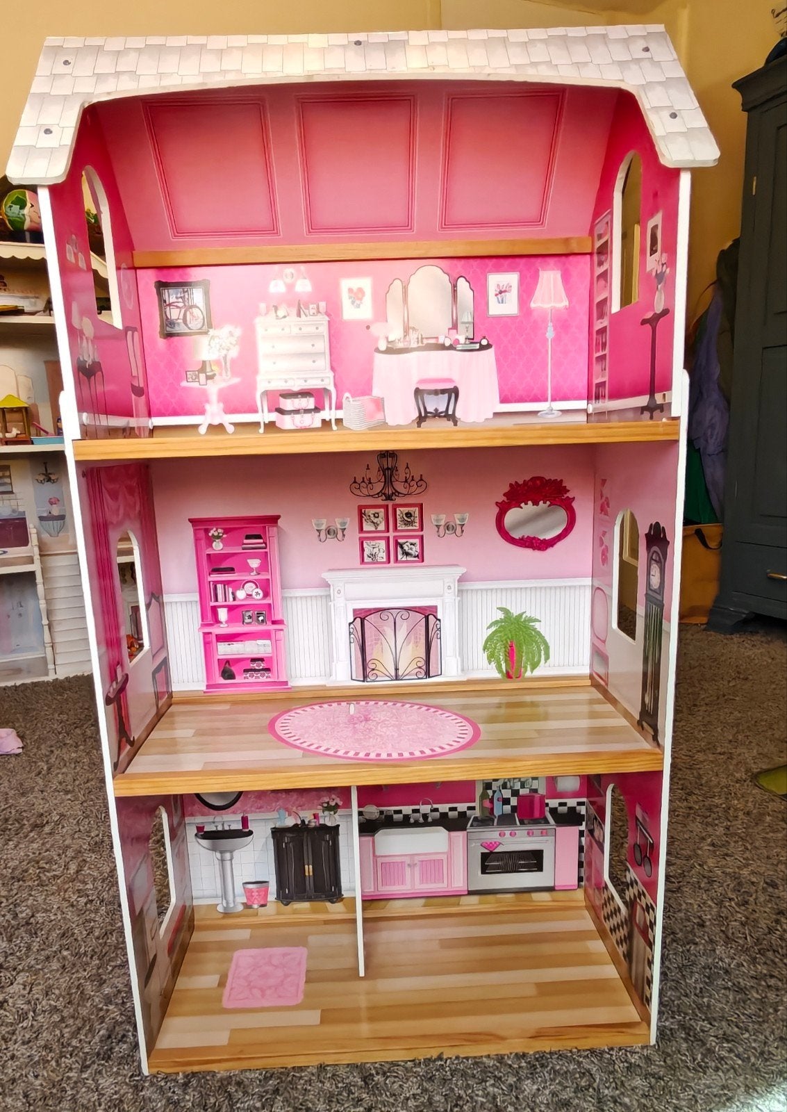 Groot Roze Poppenhuis, Kinderen en Baby's, Speelgoed | Poppenhuizen, Ophalen, Gebruikt, Poppenhuis
