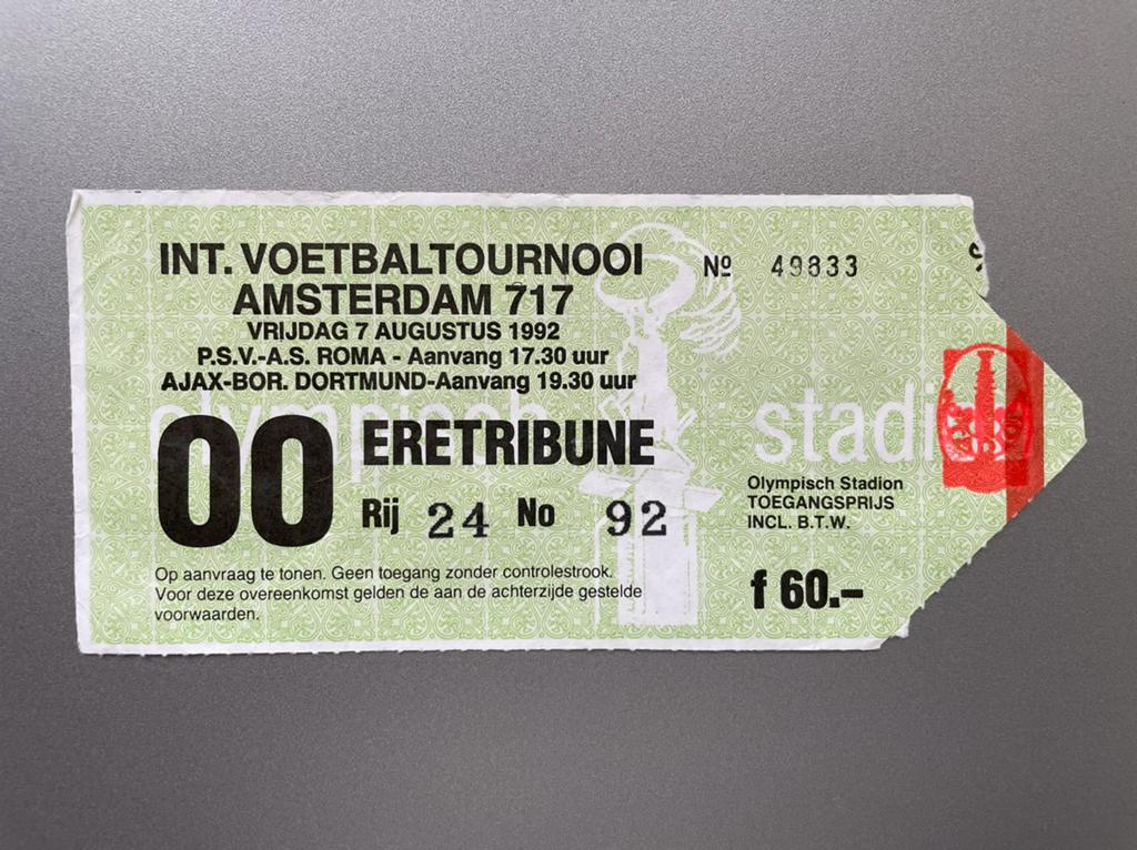 Ticket Ajax - Int. Voetbaltournooi 717 (1992), Verzamelen, Verzenden, Gebruikt, Ajax, Overige typen