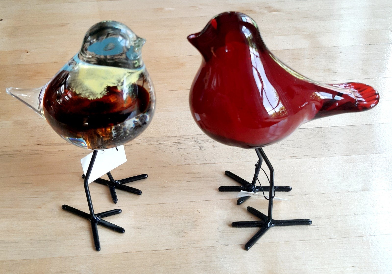Vogels van glas op stalen poten nieuw., Huis en Inrichting, Meerkleurig, Nieuw, Ophalen of Verzenden, Landelijk