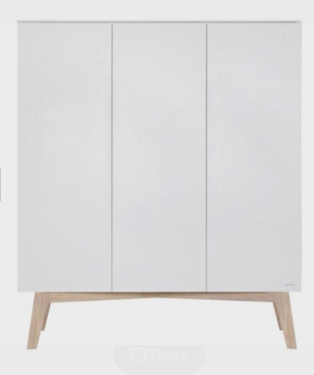 Kidsmill sixties kledingkast 3 deurs wit mat naturel, Ophalen, Overige materialen, Met deur(en), 150 tot 200 cm