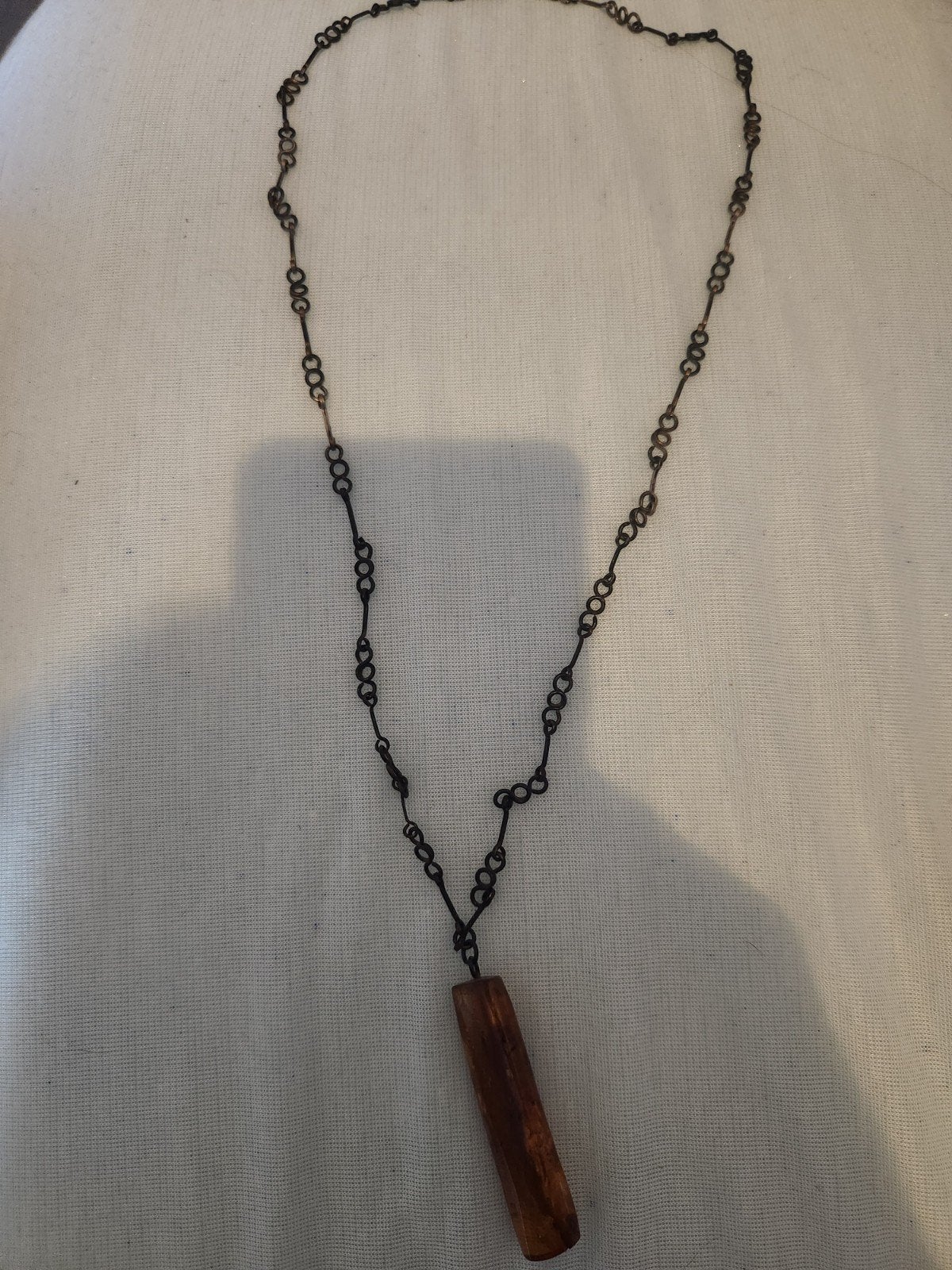 Vintage Ketting met Langwerpige Hanger – Bijzonder Design, Ophalen of Verzenden, Overige materialen