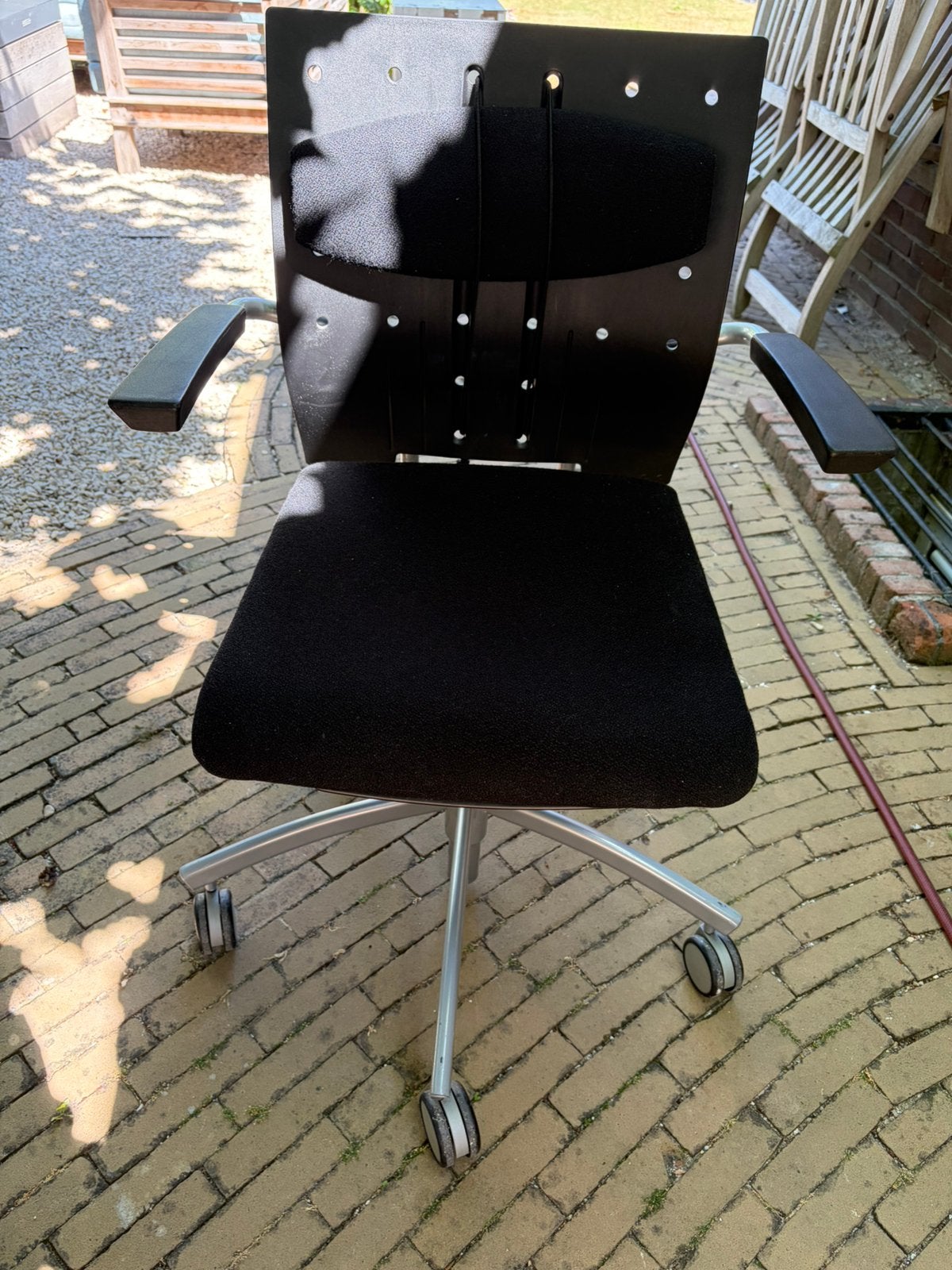IKEA design bureaustoel Ola Wihlborg – zwart / aluminium, Ophalen, Gebruikt, Zwart, Bureaustoel