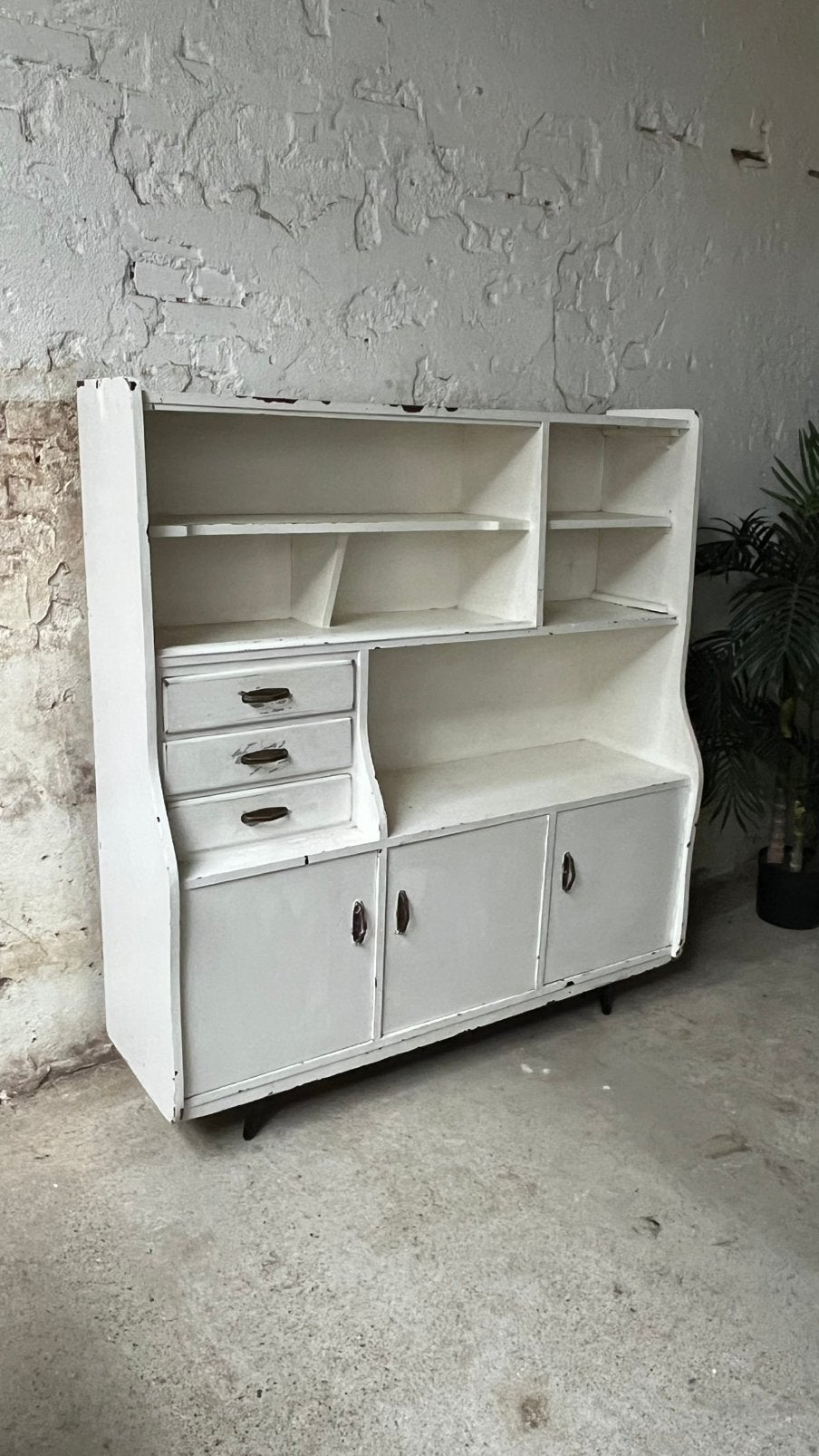 Vintage brocante wandkast landelijk stoer wit retro, Ophalen, Gebruikt, Vintage
