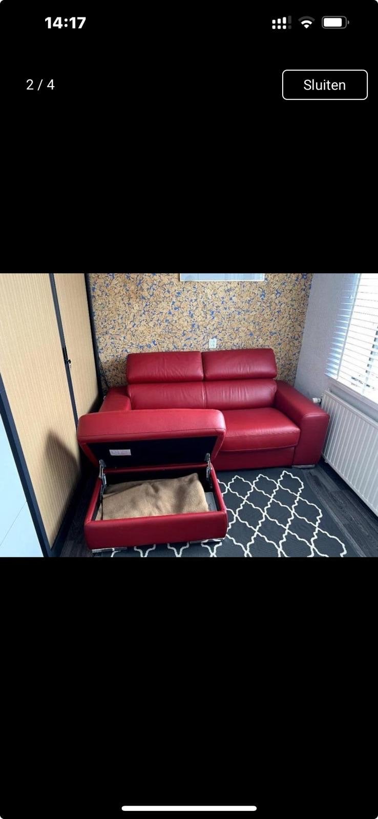 Foto 4 van Lederen Slaapbankstel met Verstelbare Hoofdsteunen